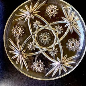 Vintage Anchor Hocking Round Cut Serving Tray